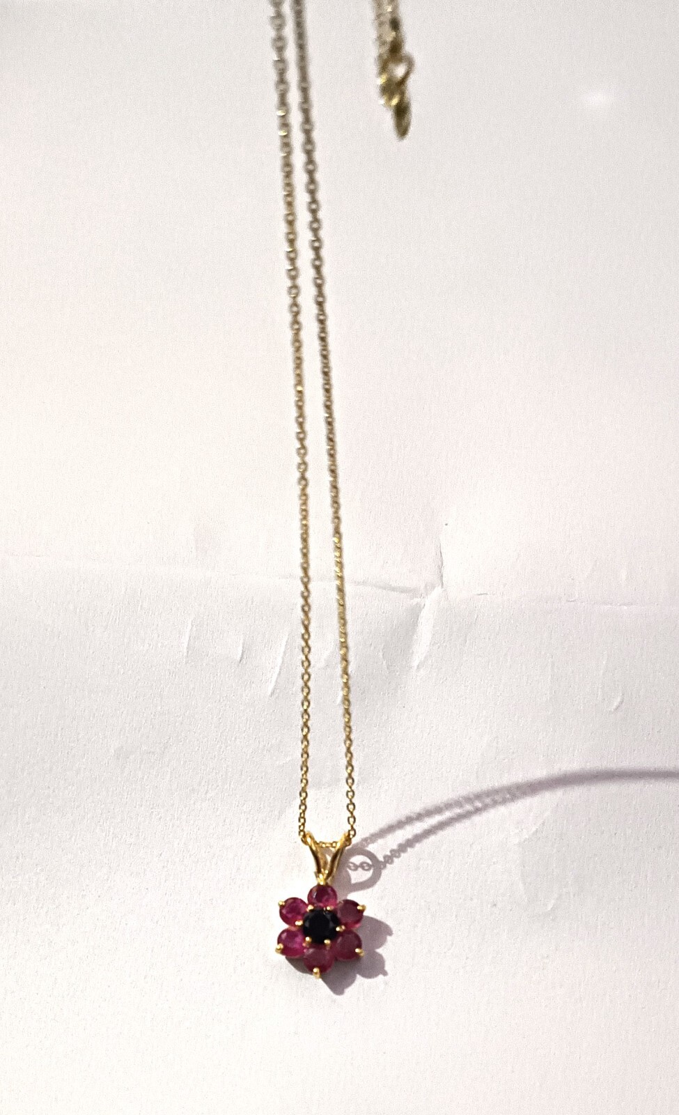 Natural Ruby &Sapphire Pendant Necklace 14K Solid Gold Plating Gemstone Necklace