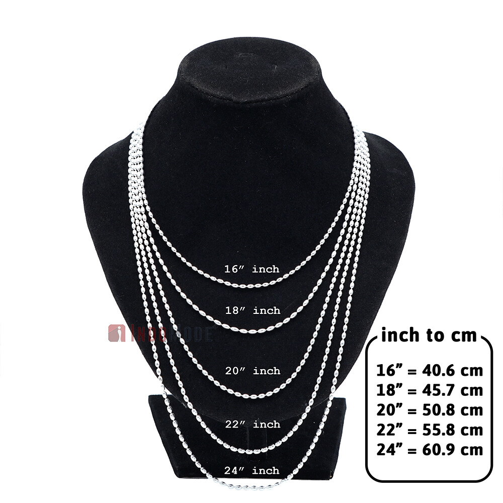 St. Silver Charleston Rice Bead Necklace Chain 2x3mm Beads 230ga Lobster Clasp