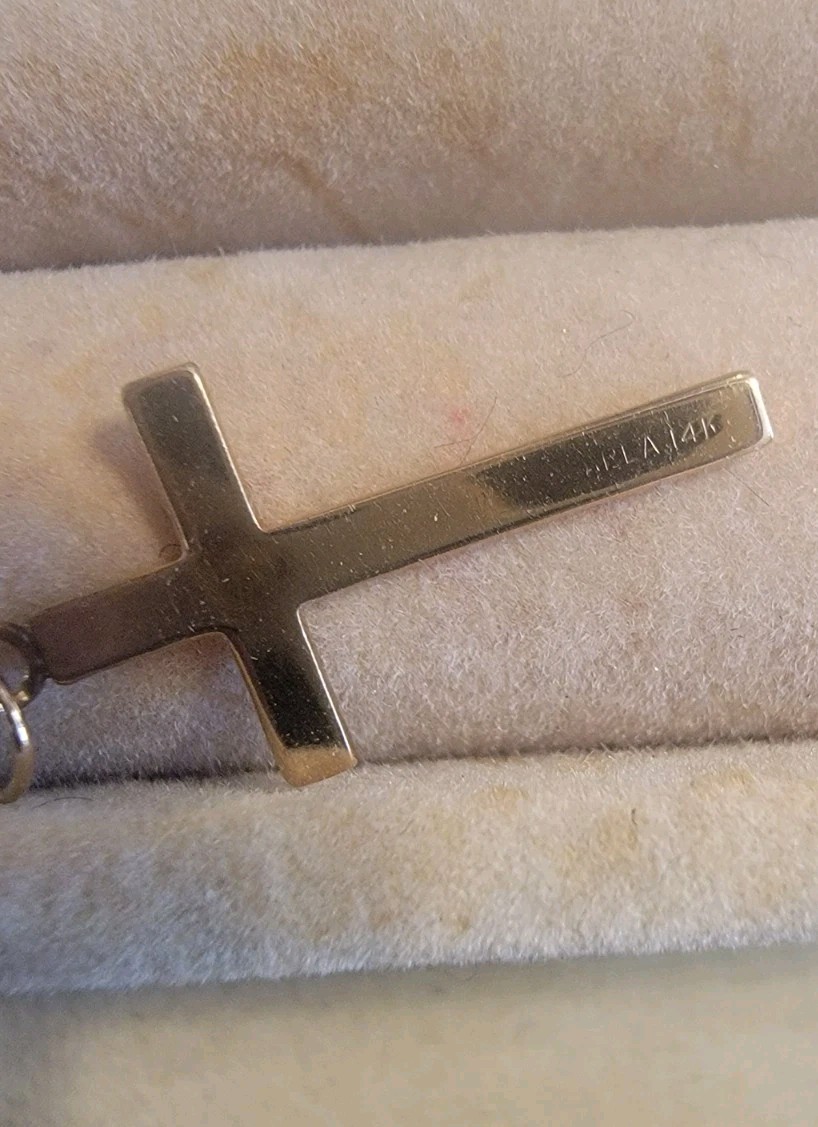 Real 14kt Yellow Gold Small Cross Pendant