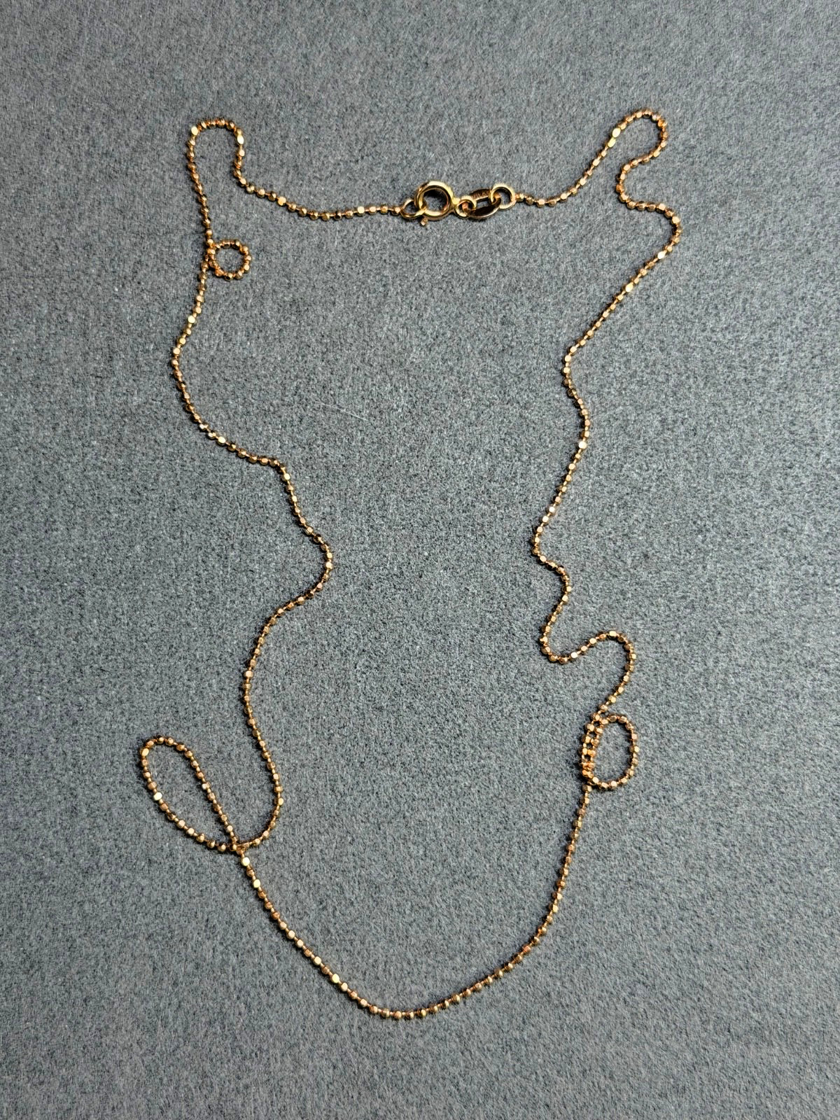 MILOR Italy 14k Yellow Gold Petite 1mm Faceted Ball Bead Chain Necklace 18 Inch