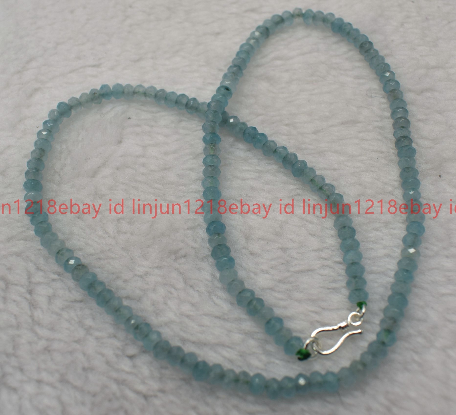 Natural 2x4mm Faceted Blue Aquamarine Rondelle Gemstone Beaded Necklace 16-28in