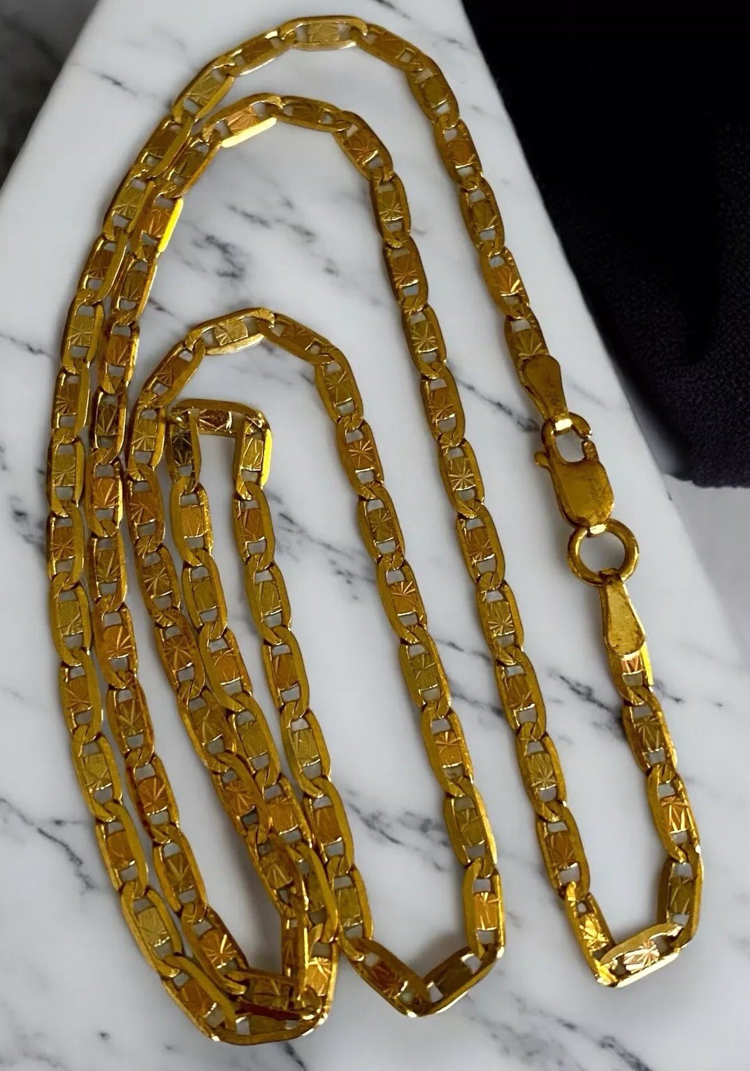 14k Multi Tone Gold 2mm Valentino Link 18.5” Chain Necklace!