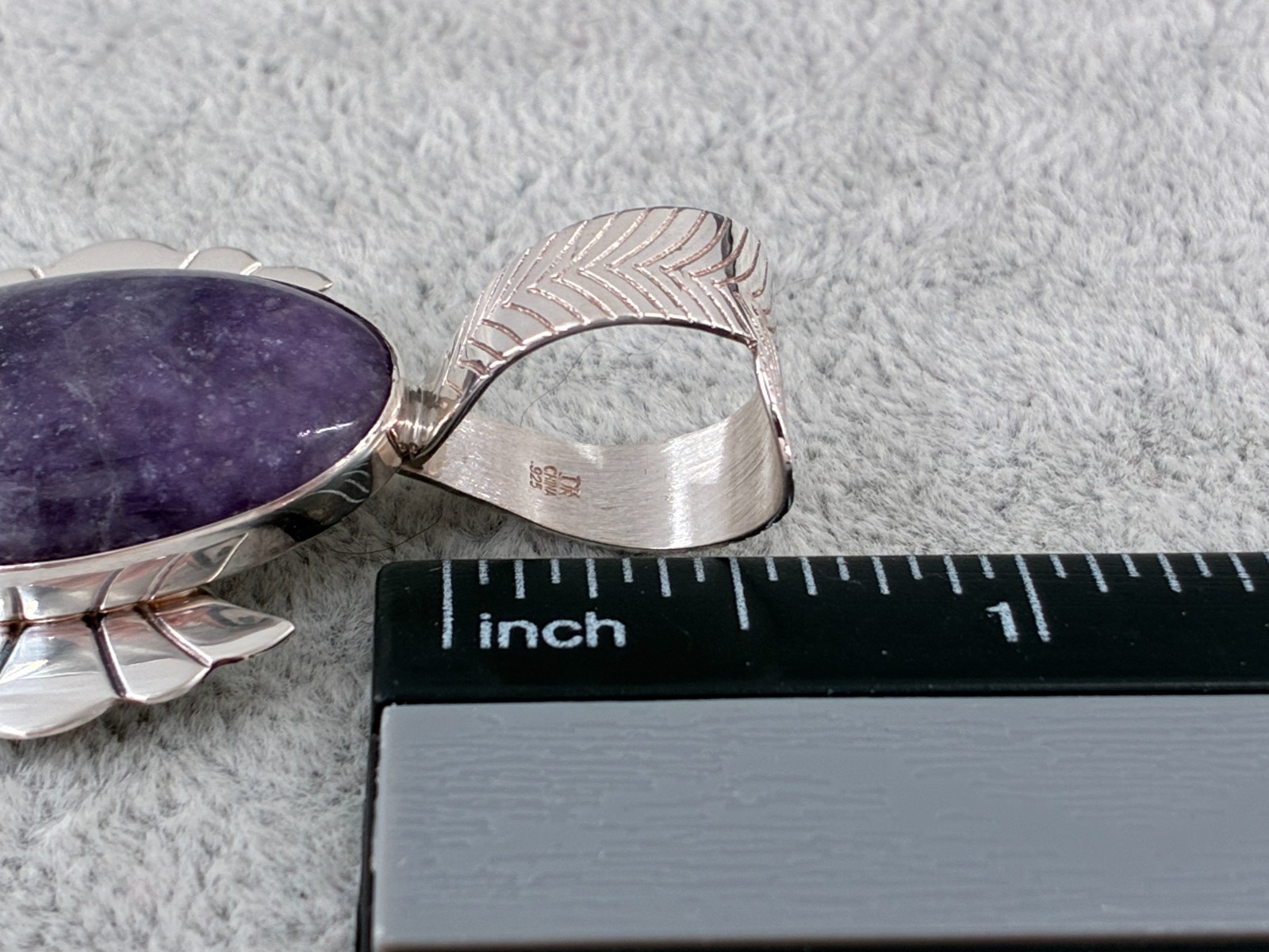 Jay King DTR Purple Lepidolite Freeform Modernist Pendant Sterling 925 Cabochon