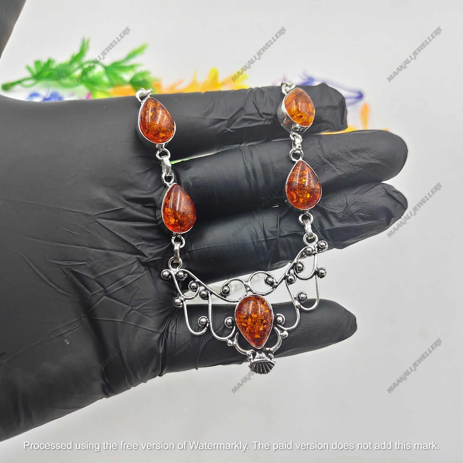 Baltic Amber Gemstone Handmade 925 Sterling Silver Jewelry Necklace Sz-17-18″