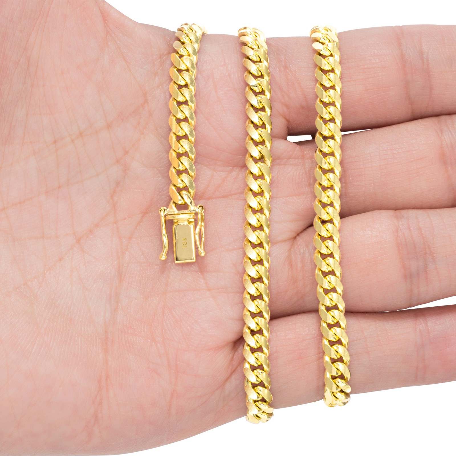18K Yellow Gold Solid 2.7mm-7mm Miami Cuban Chain Necklace Mens Womens 16″-30″