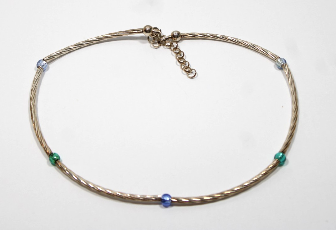 VTG ITAOR Italy 925 Ball Tube Bead Chain Necklace Sterling Silver 15-17″ #367
