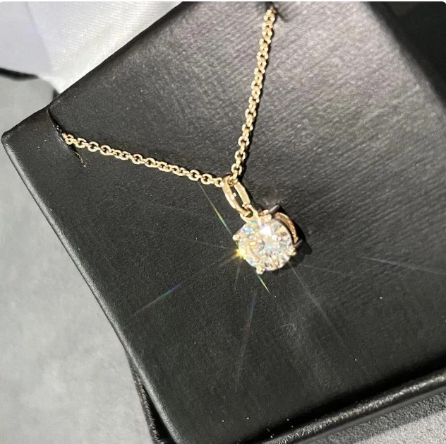 2Ct Round Cut Lab-Created Diamond Solitaire Pendant 14K Yellow Gold Finish