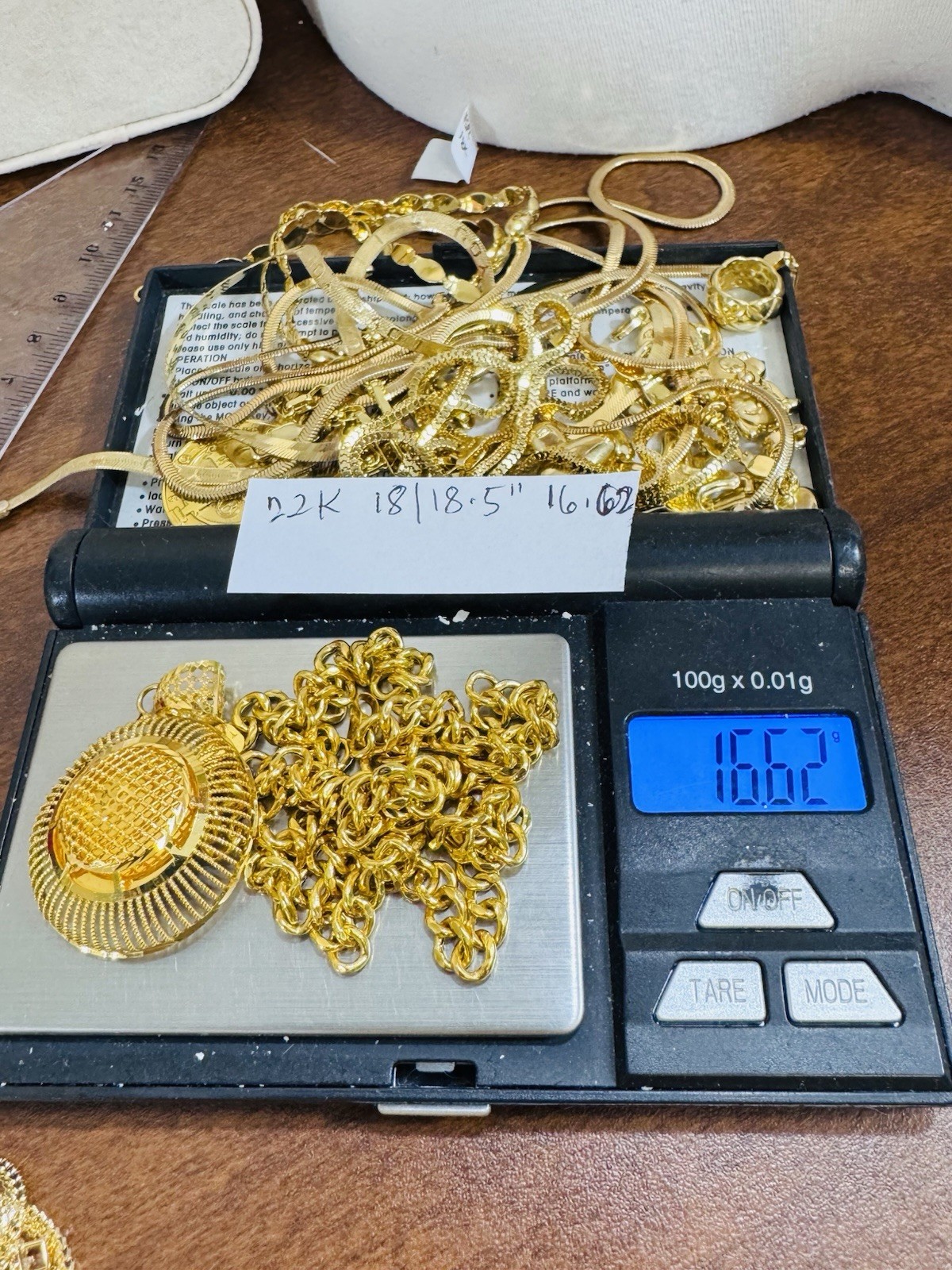 Saudi 22K Solid 916 Real Fine Gold Round Set Necklace 18”/18.5” Long 16.6g 6mm
