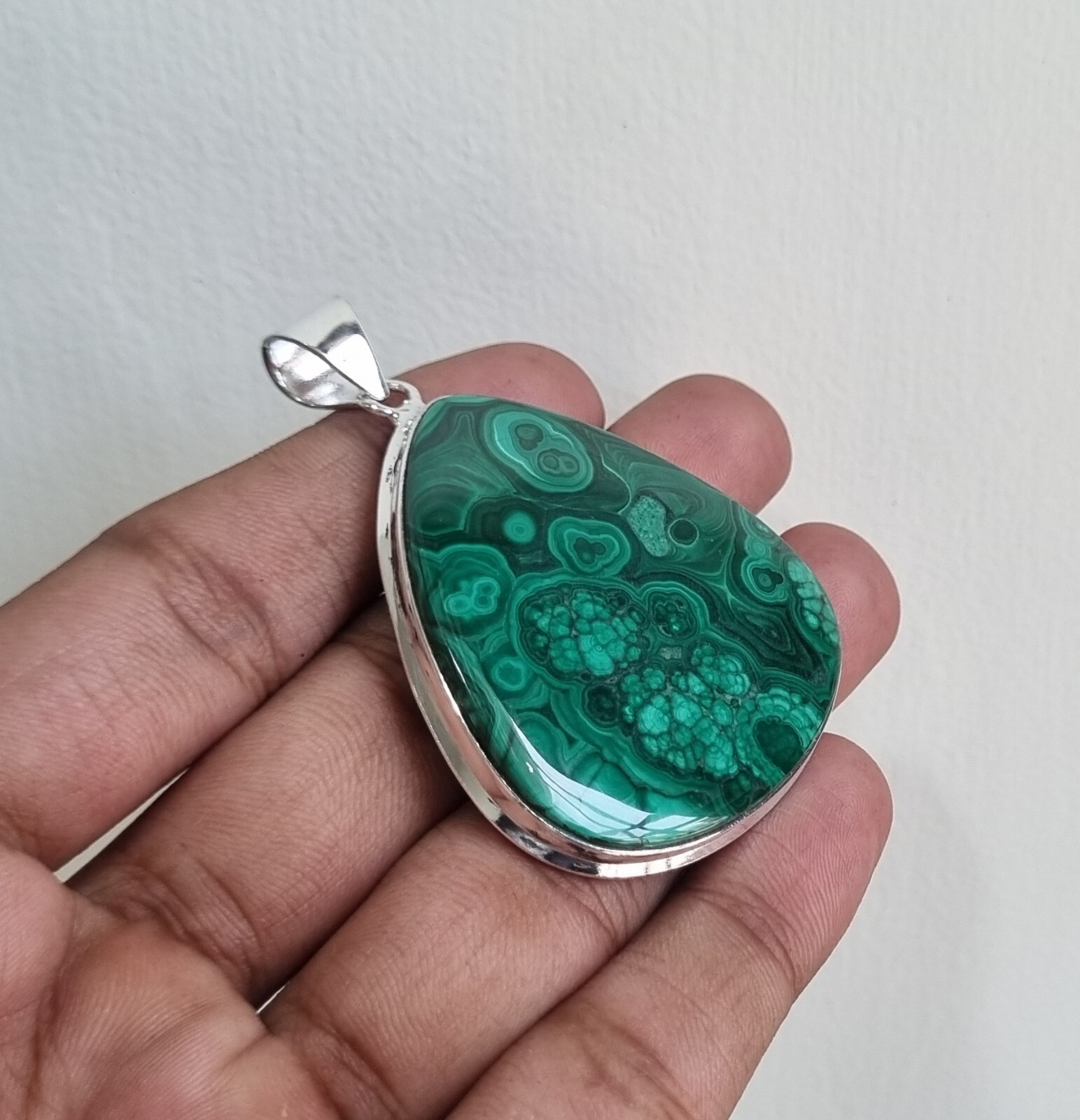 Malachite Gemstone Pendant 925 Sterling Silver Handmade Fancy Gift PG1050