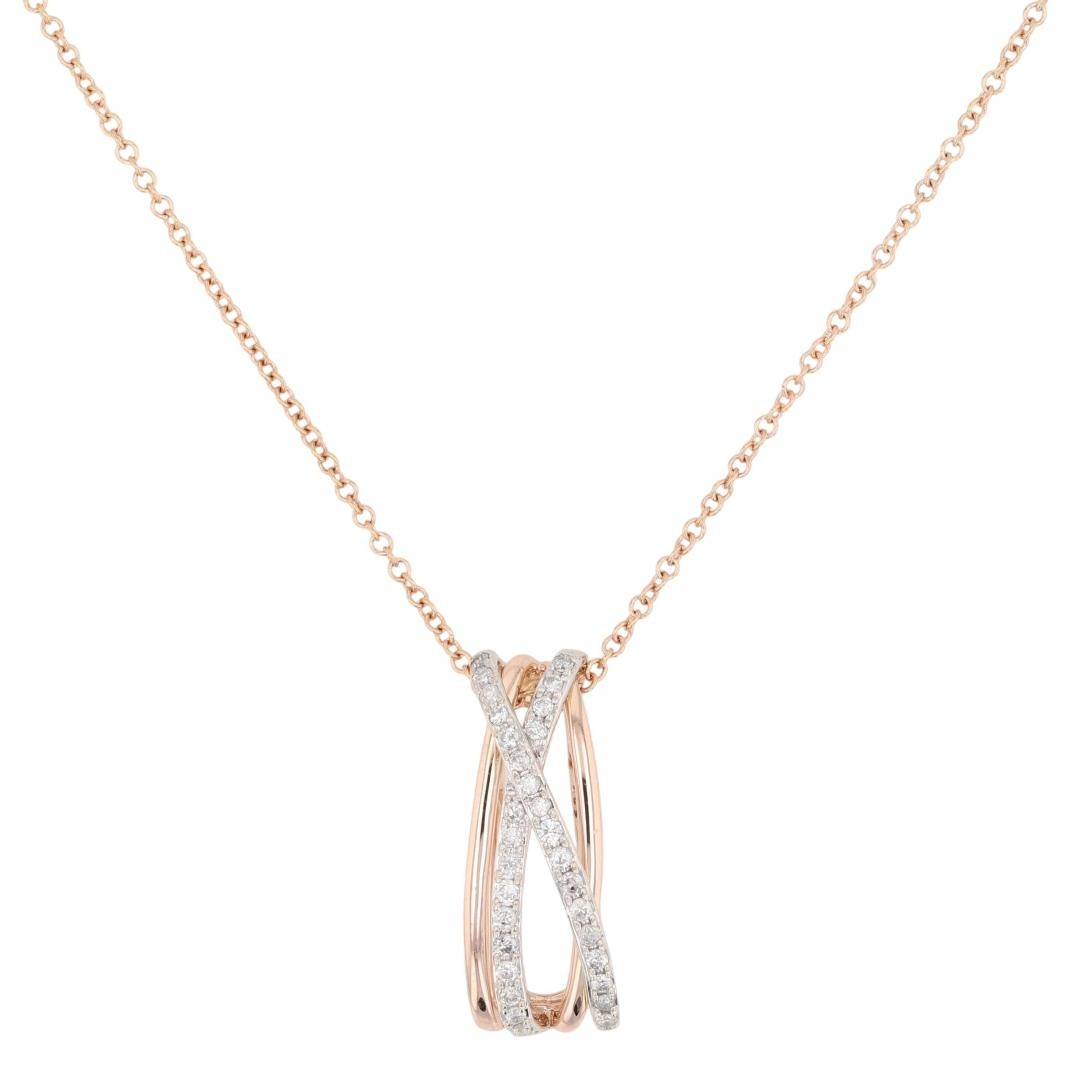 EFFY .19ctw Diamond Pendant on 18″ Necklace 14k Multi-Tone Gold 3.38 Grams