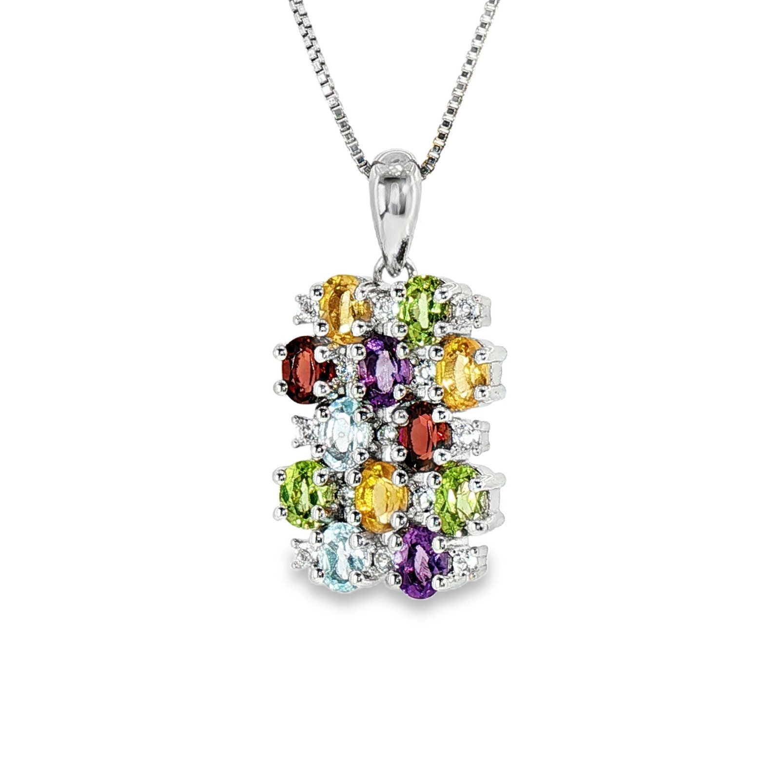 925 sterling silver Pendant Semiprecirous Mix 4x3mm Gemstone jewelry.