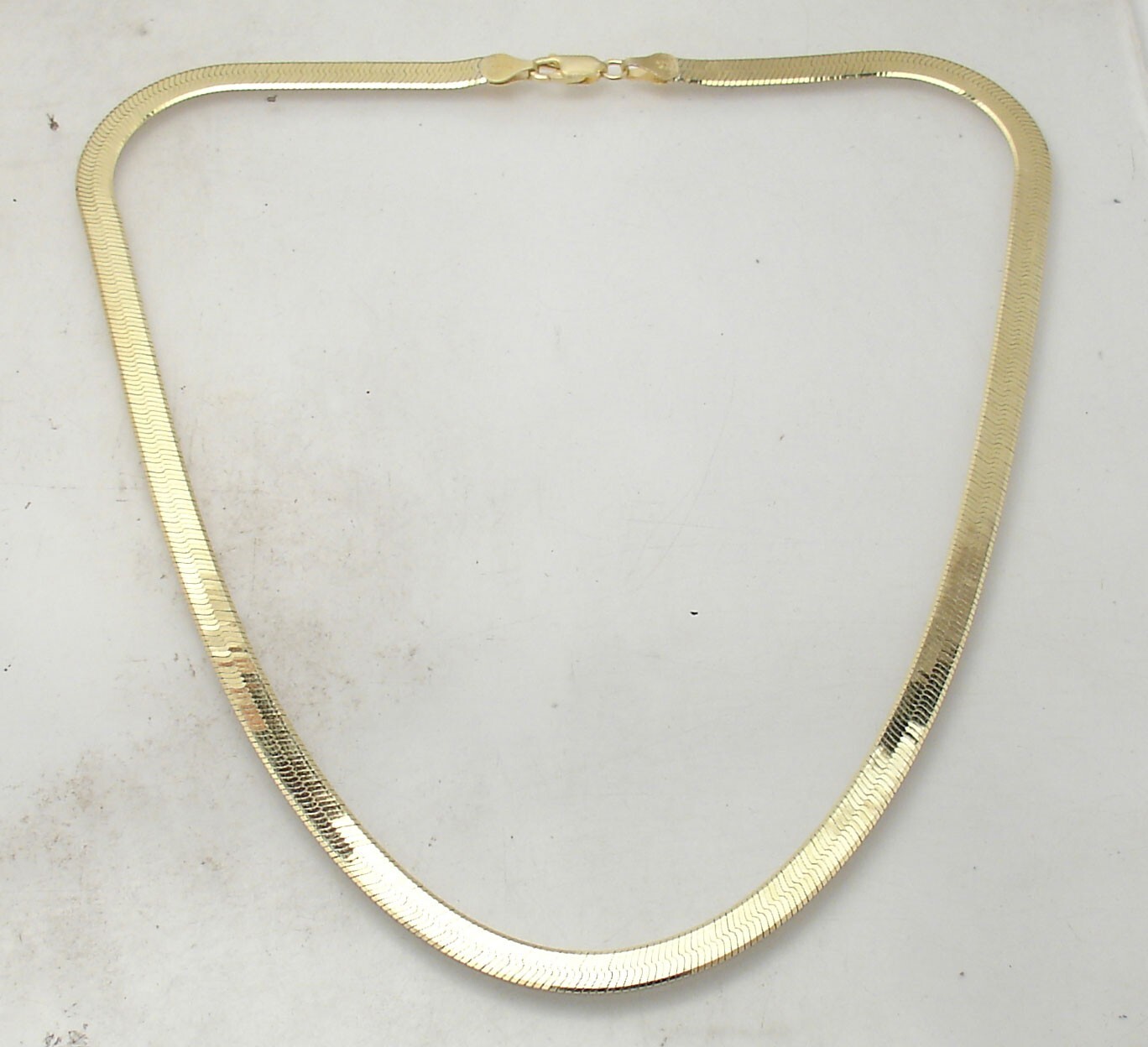 Reversible Herringbone Chain Necklace 14K Yellow Gold Plated Two-tone Silver
