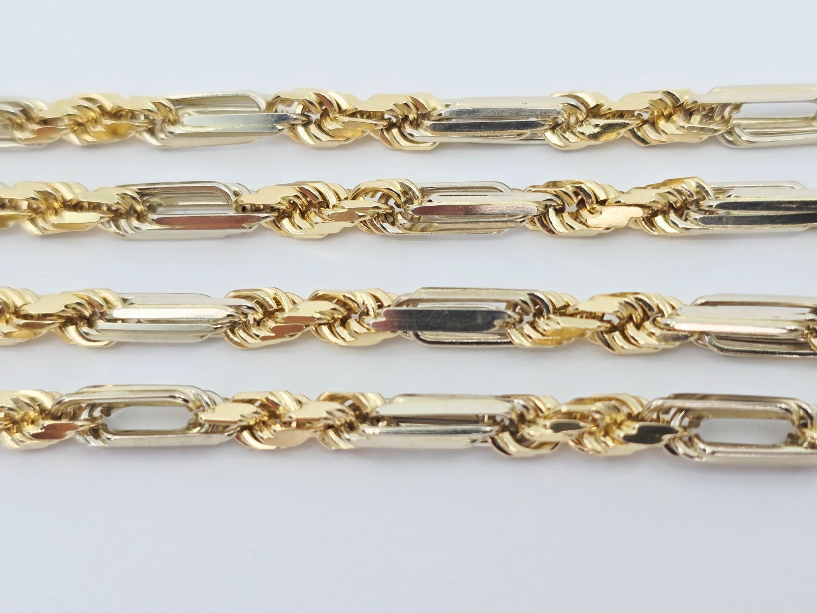 14K Two Tone Multi Color Gold Designer Milano Rope Chain Necklace – 26.5″ Length