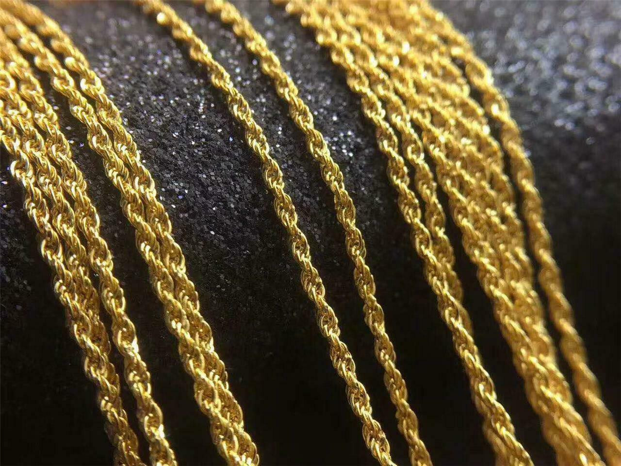 Wholesale Pure 18K Yellow Gold Necklace Solid AU750 Twisted Rope Chain Necklace