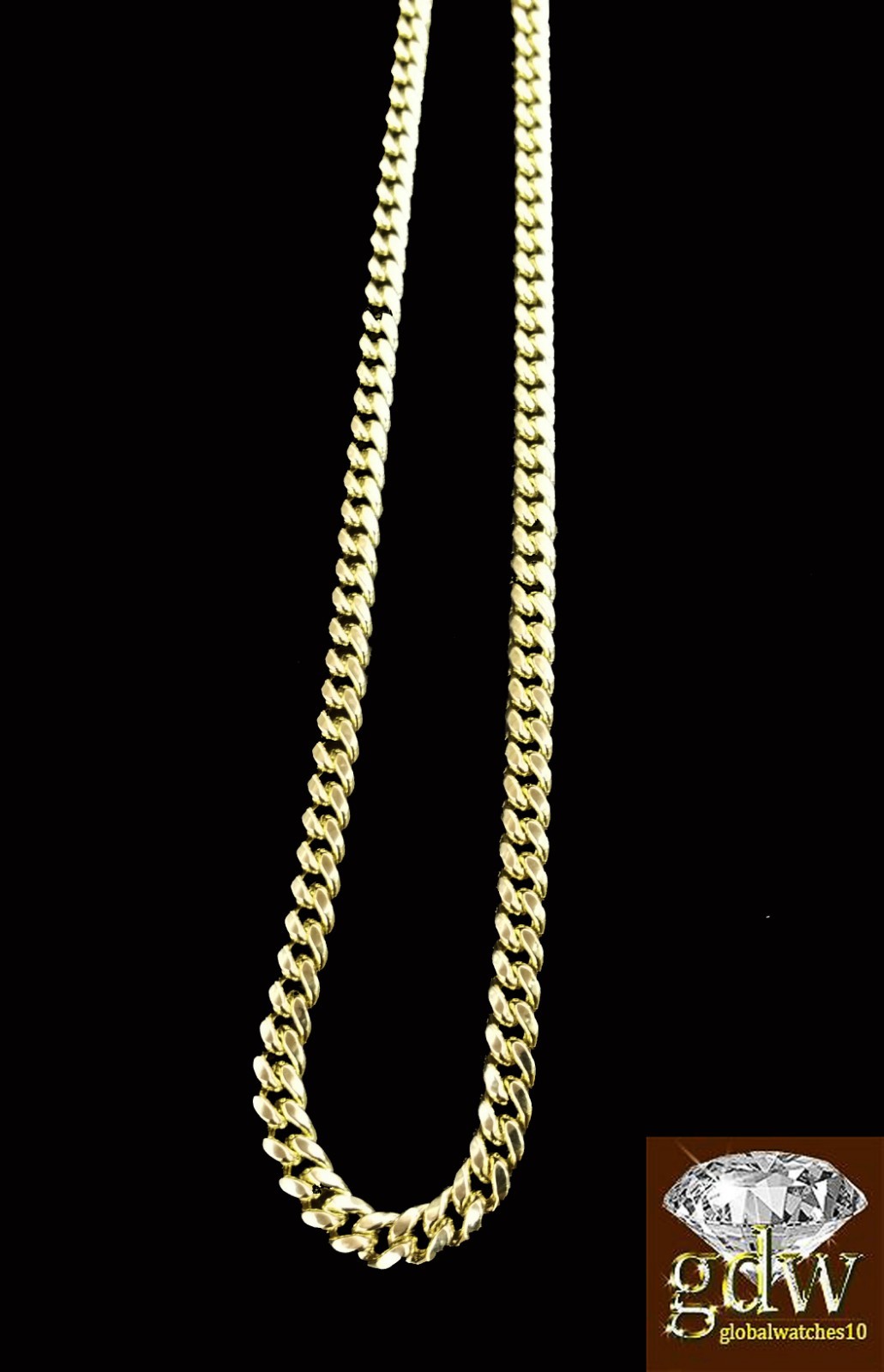Real 10K Gold Miami Cuban Chain Necklace 4mm 20 22 24 26 28 30 Inch Men Women