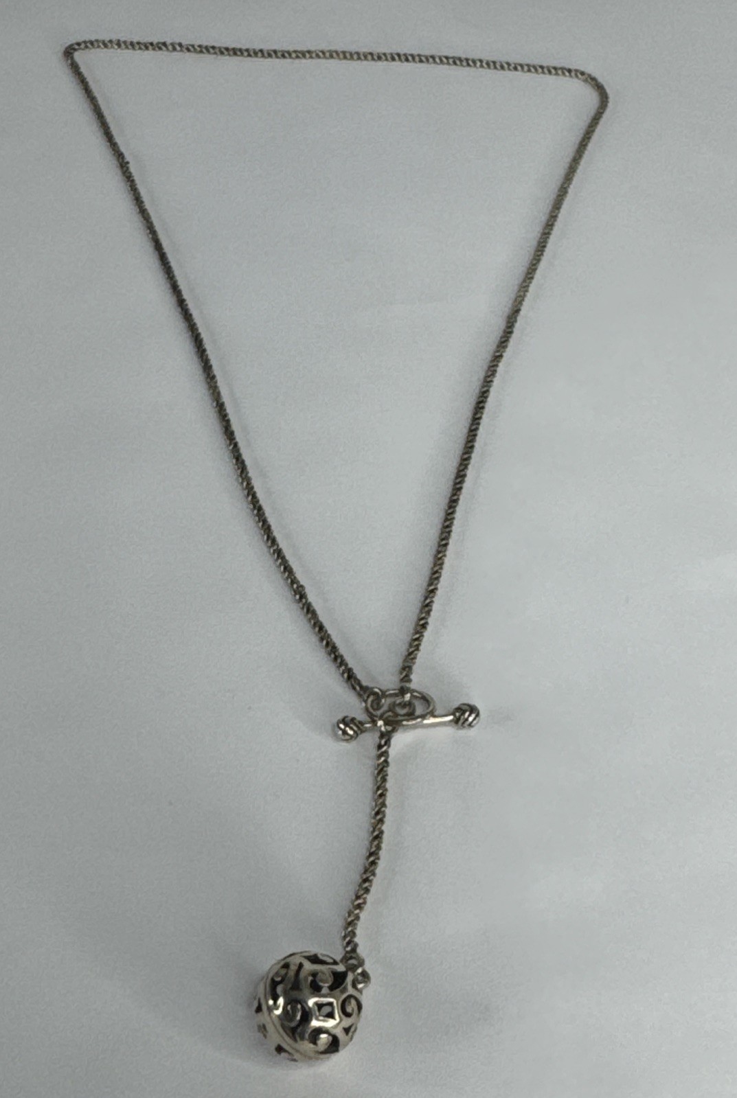 SILPADA N1619 925 Sterling Silver Simple Delight Filigree Ball Toggle Necklace