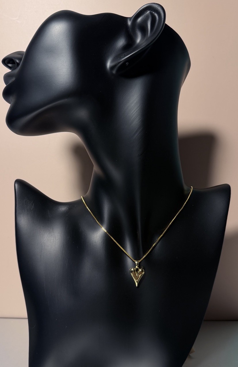 Gold Plated 925 Sterling Silver Box Chain With Heart Pendant