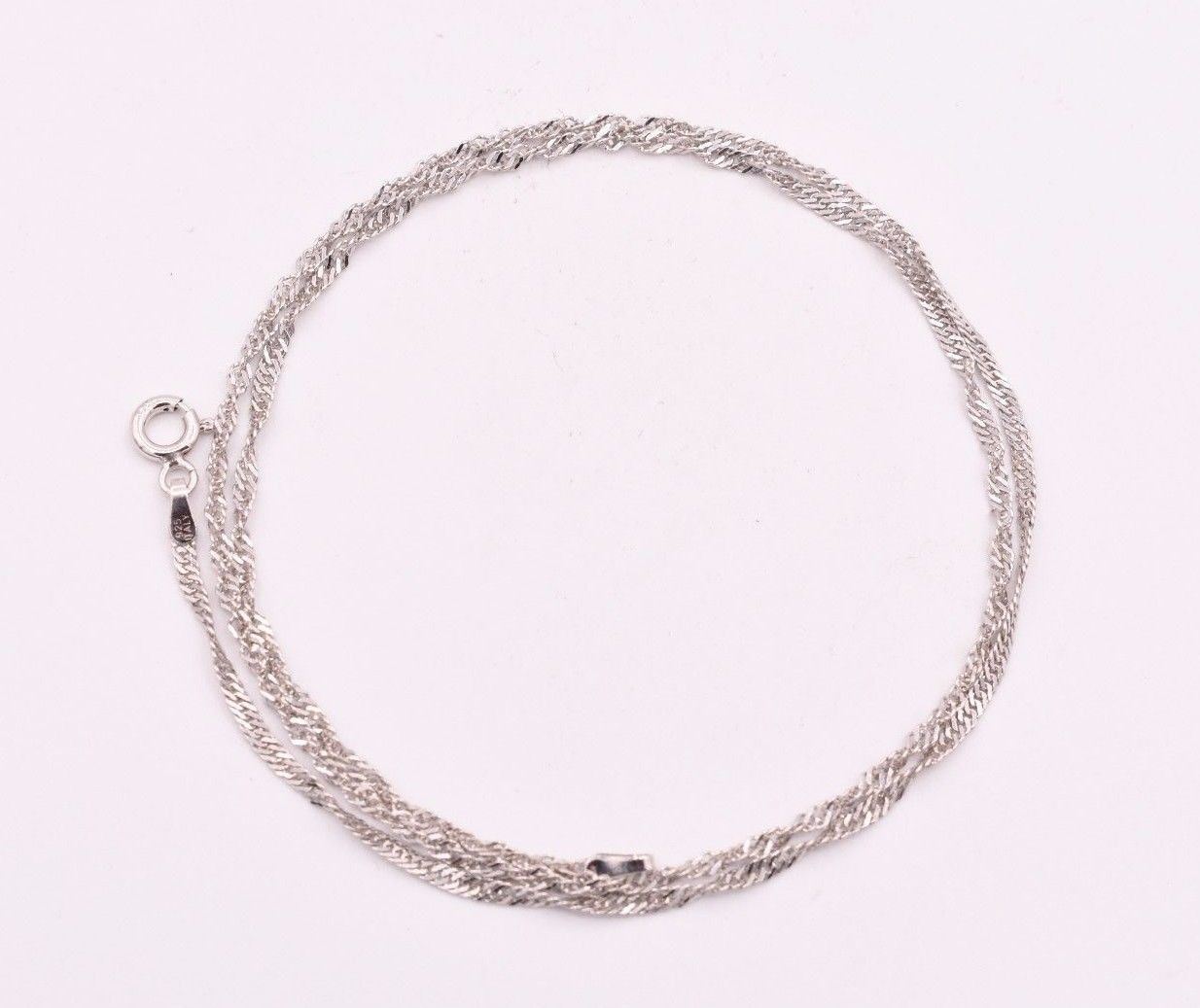Singapore Twisted Sparkle Chain Necklace Rhodium Real Sterling Silver 925