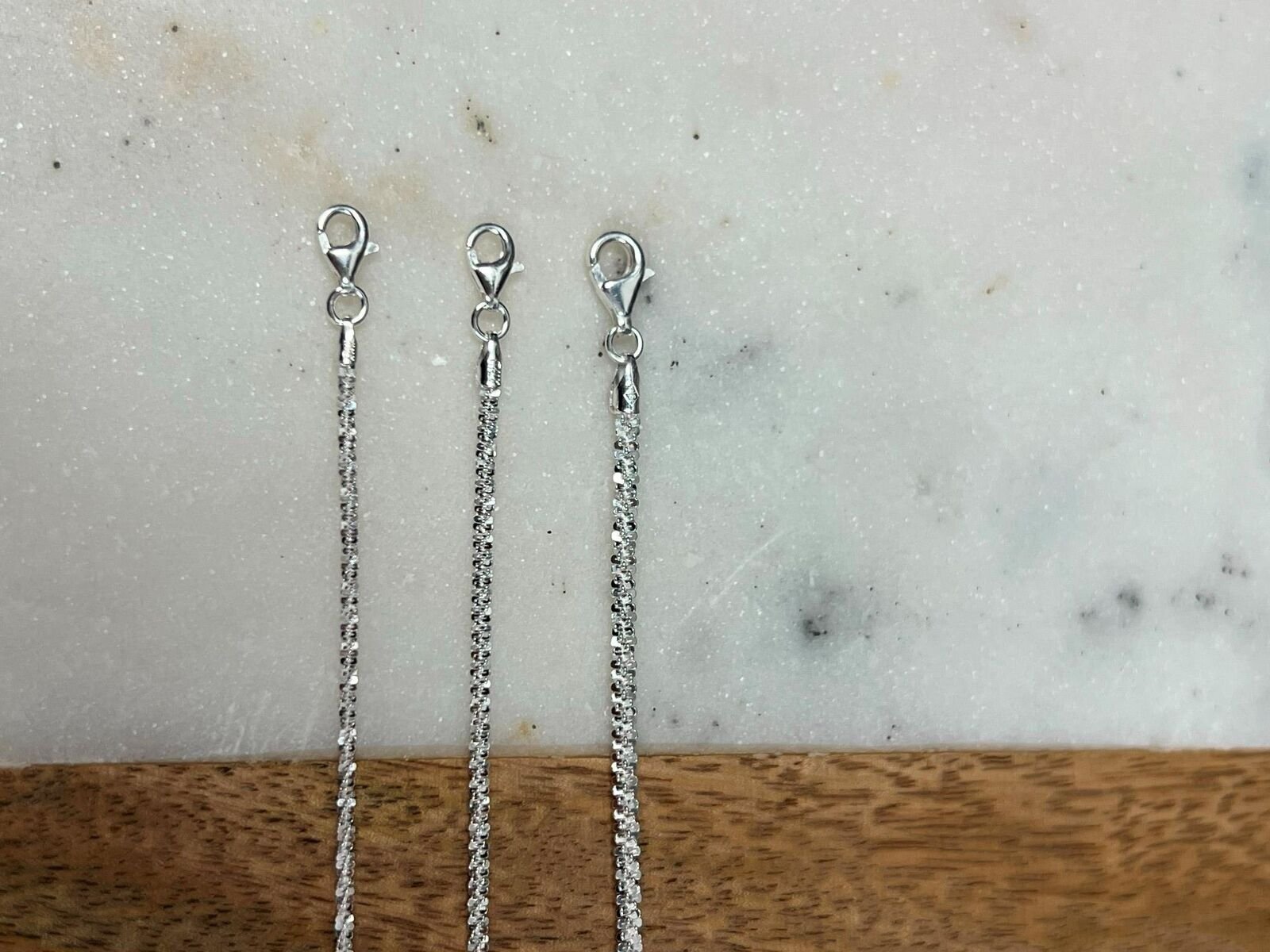 Real Solid 925 Sterling Silver Diamond Cut Sparkle Rope Chain Necklace 2mm-3mm