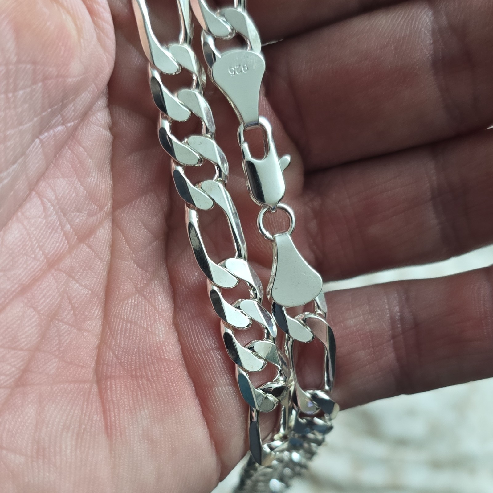 Stamped 925 Figaro Link Chain 22in 8mm