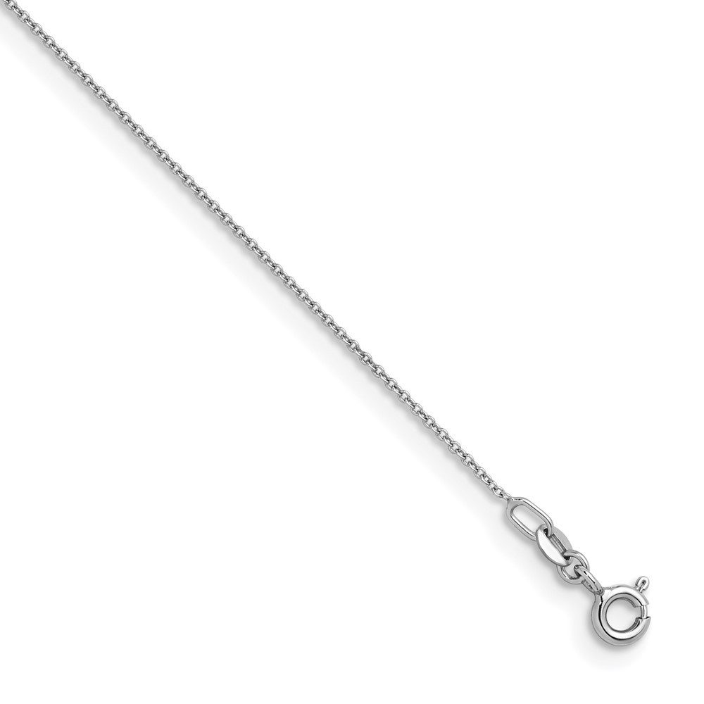 18K White Gold Rhodium-plated Polished 1.1mm Solid Cable Chain Necklace 18″