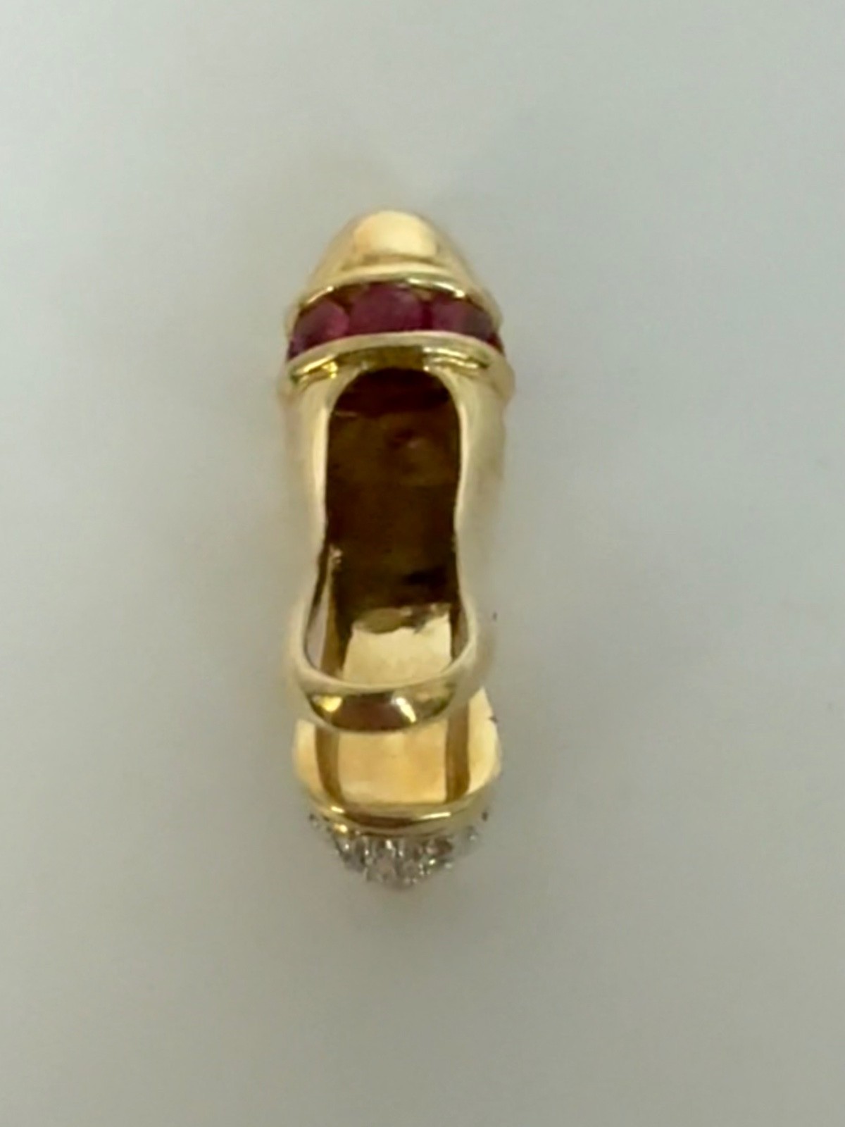 10K 5 Ruby & Diamond High Heel Slingback Pendant/Slide 2.4 g