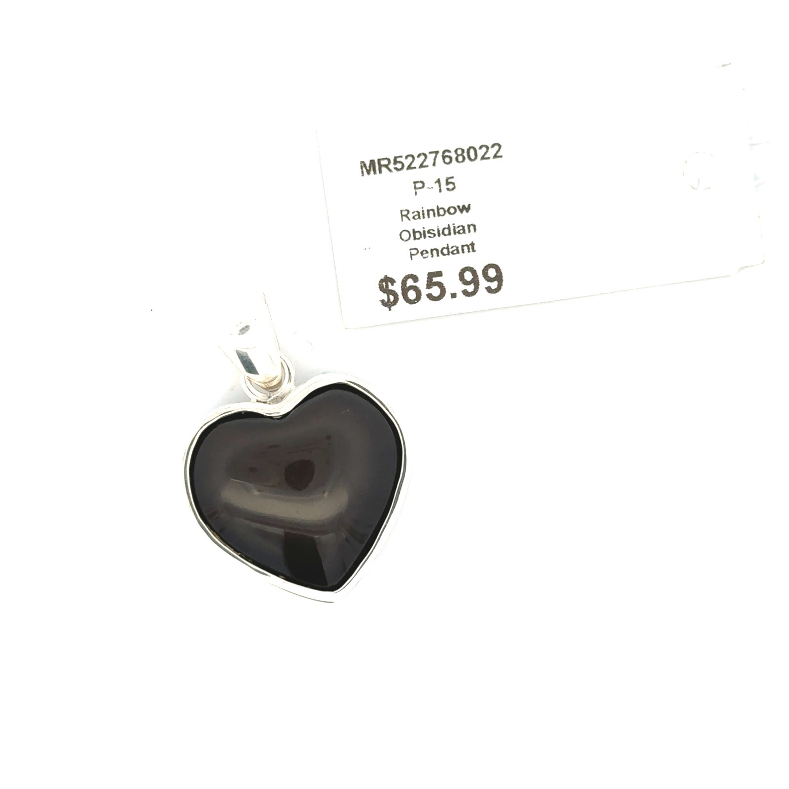 Sterling Silver Heart Rainbow Obsidian Pendant (1 x 1 1/2 Inch) Charles Albert