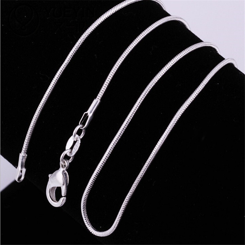 925 Sterling Silver Round Snake Chain Necklace 16″- 38 inch * 1.2/1.6mm/2mm Wide