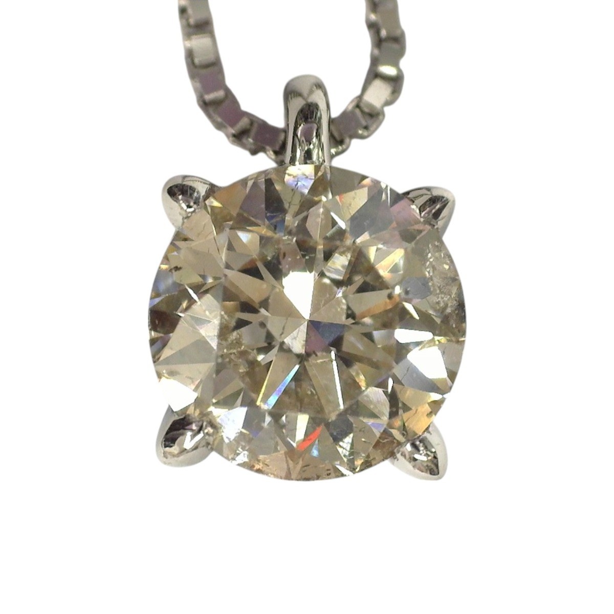 Diamond 1.028 carats Necklace diamond Very Light Brown Women ネックレス