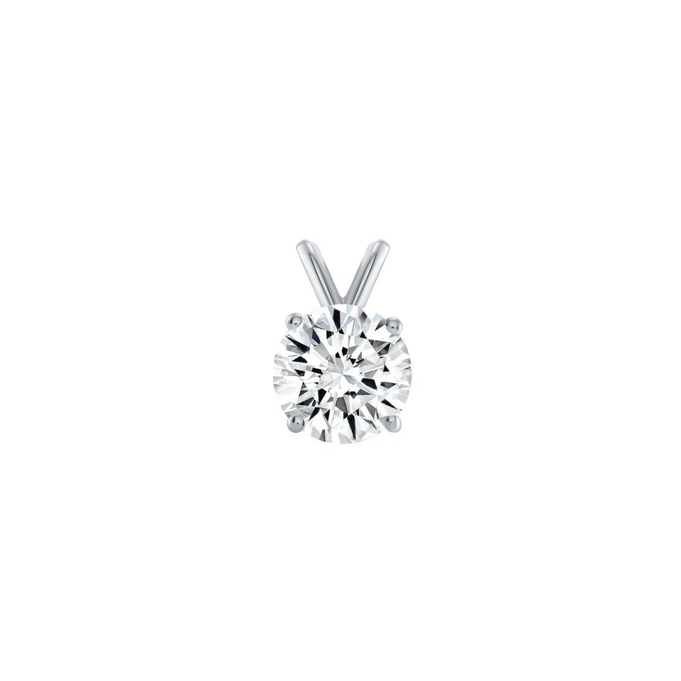 1 Ct Round Lab Created Grown Diamond Real Solid 14K White Gold Pendant Necklace