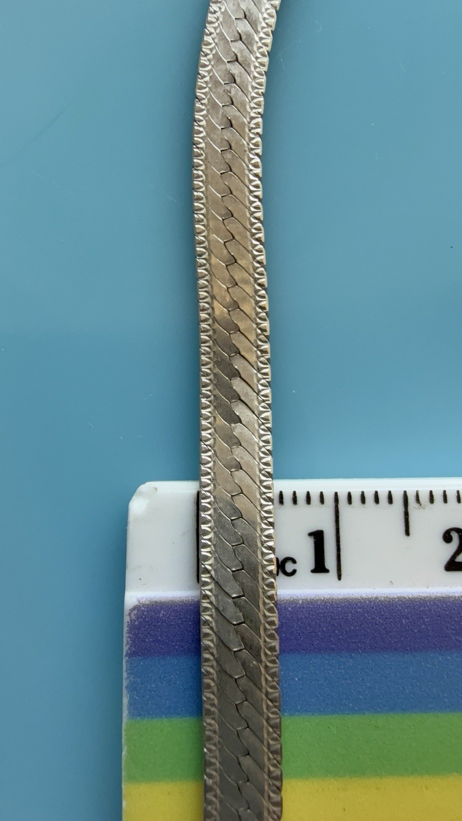 Sterling Silver 925 “V” Shape Woven Herringbone Solid 5mm Chain 17″ 16g