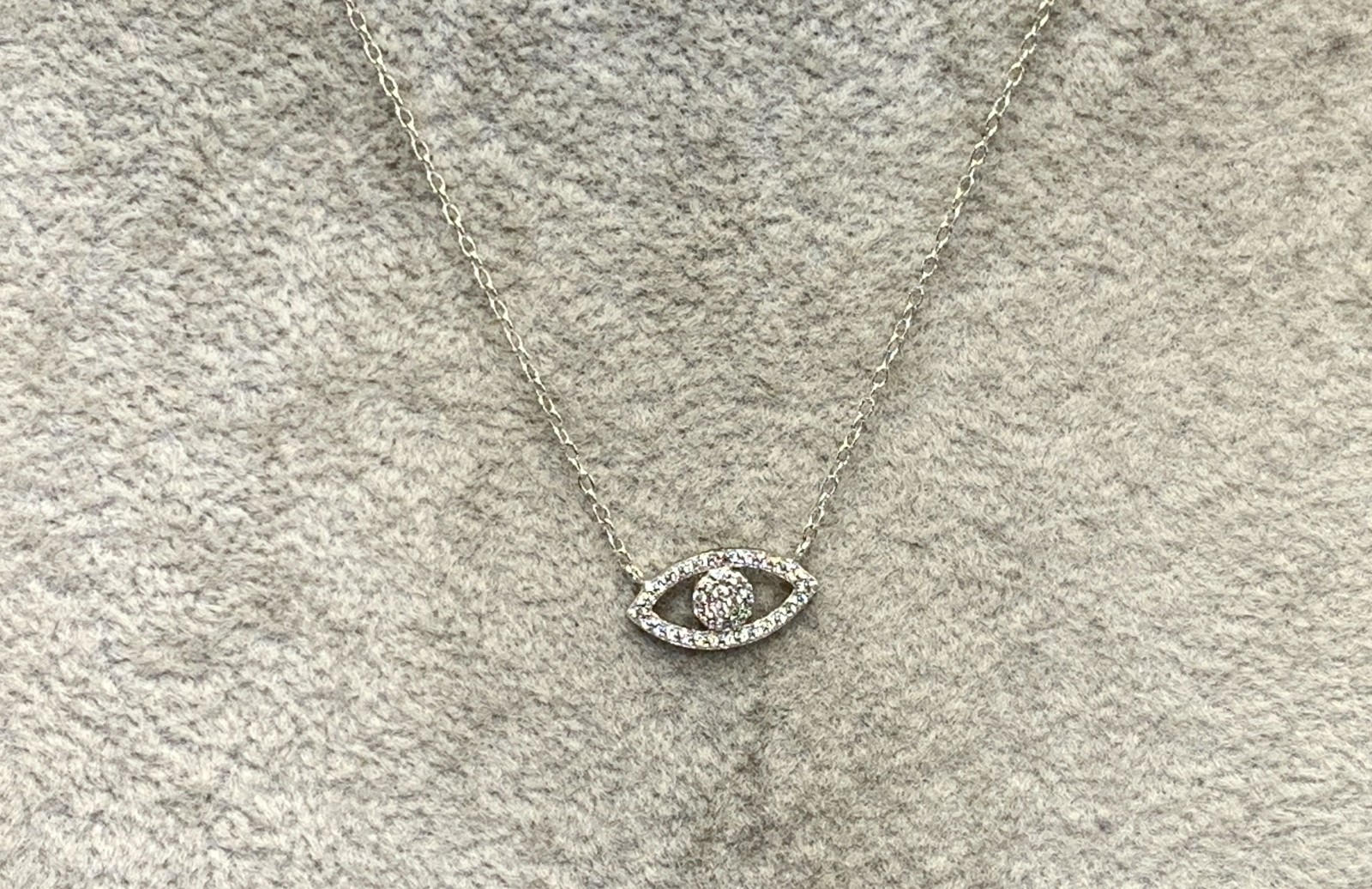 Sterling Silver, CZ Gemstones Evil Eye Necklace