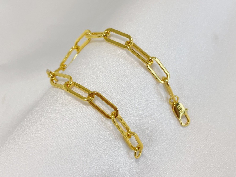 18k Yellow Gold 7.5mm Paperclip Chain Cable Rolo Link Bracelet Womens Men 7.5″