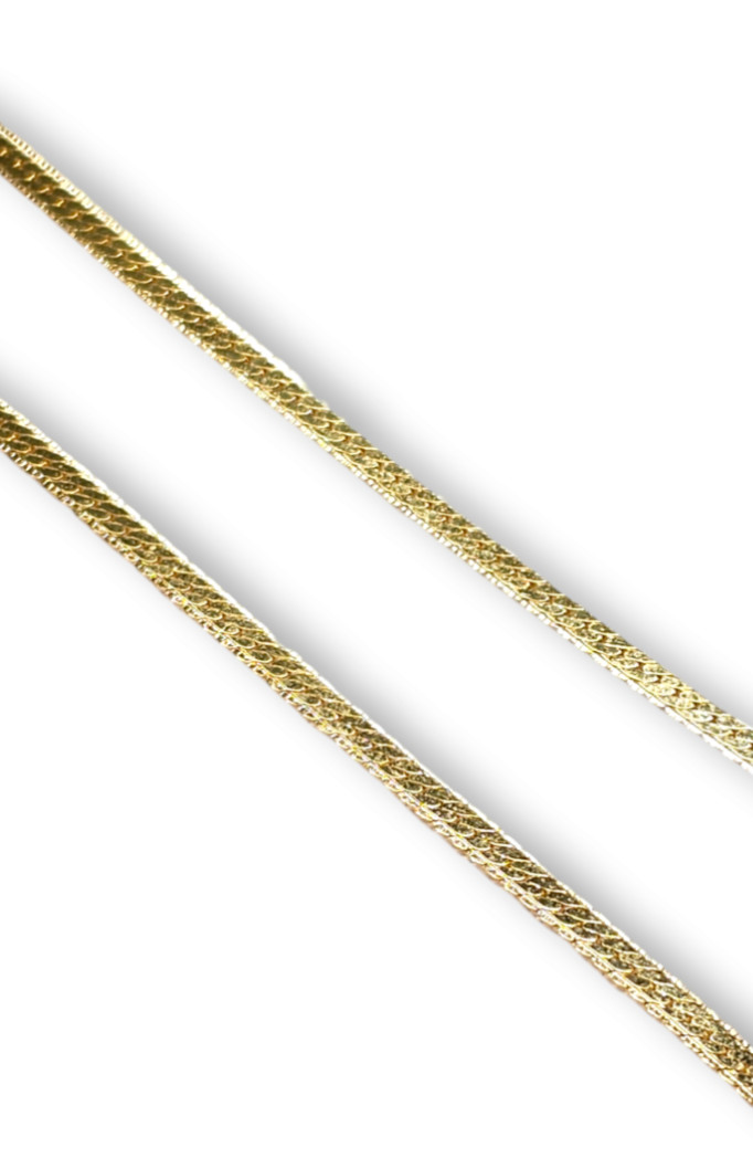 2mm 18K Solid Yellow Gold Herringbone Choker or Collar Necklace 15 in