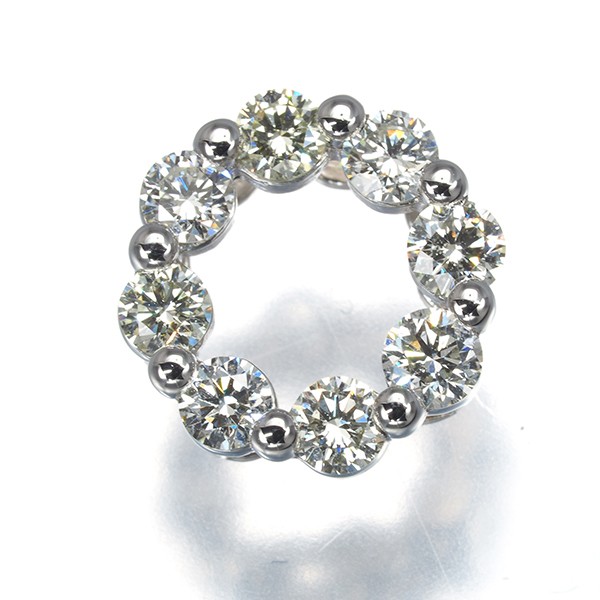 Auth GSTV Pendant Clear&Yellow Diamond 0.80ct Circle 950 Platinum