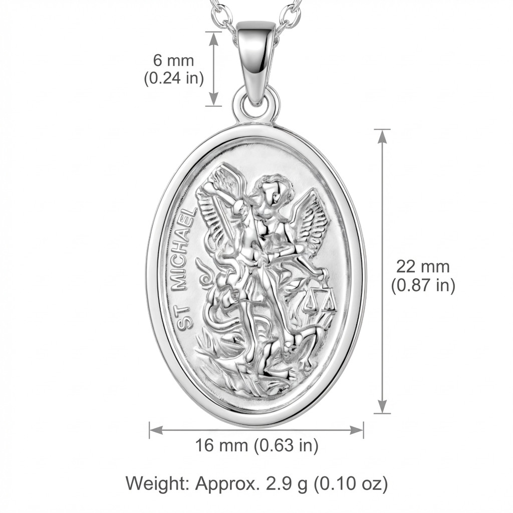 Sterling silver St Michael and Guardian Angel pendant necklace and 18 inch Chain