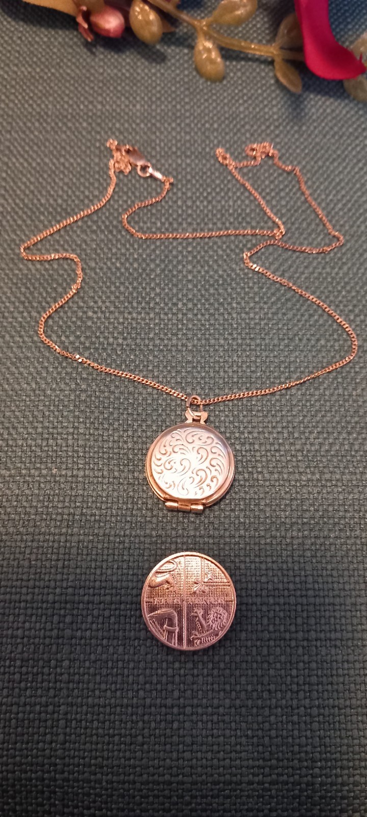 Vintage Small 835 Silver Reversible Art Deco Locket On A Later 925 18 ” Chain