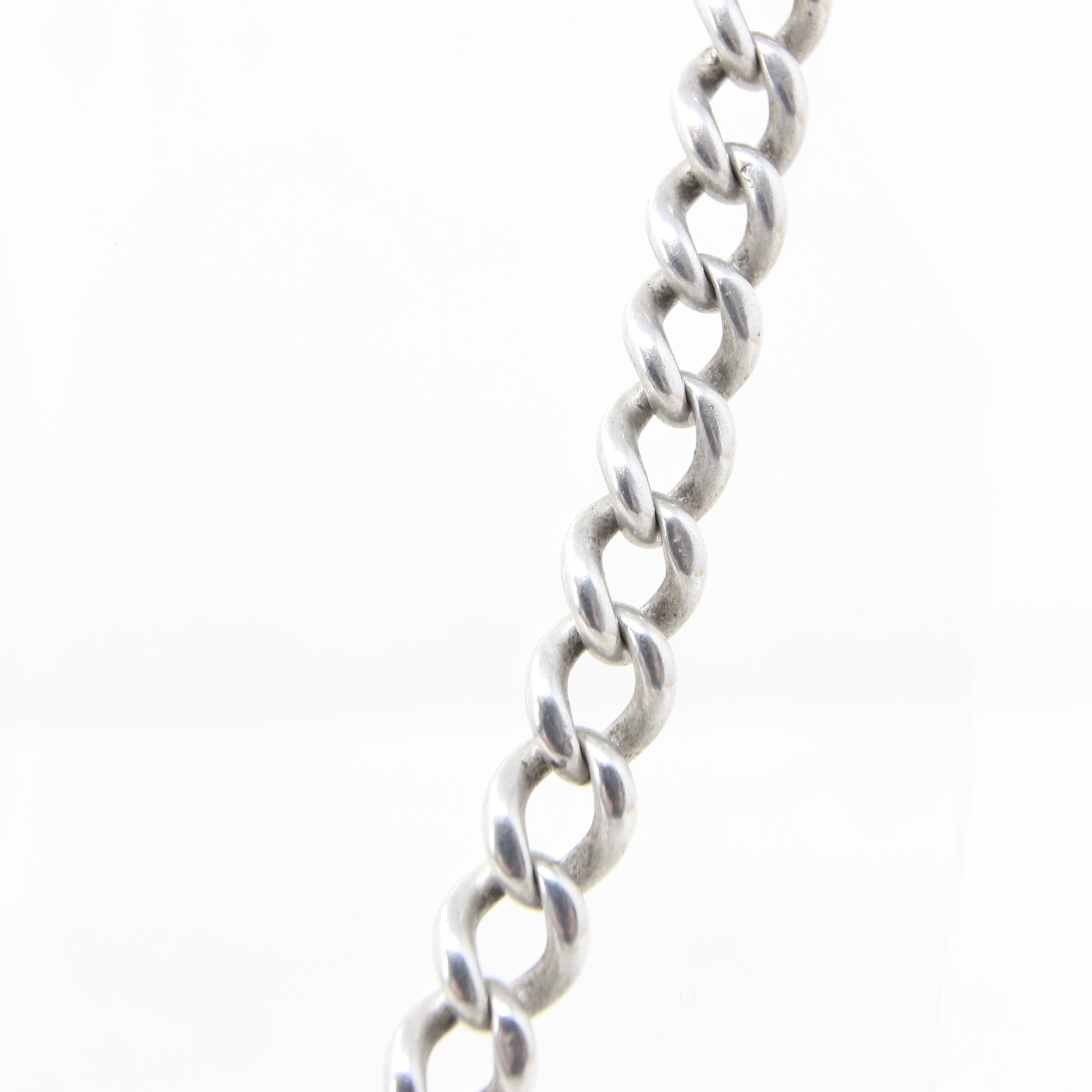 Antique 1899 Hallmarked Solid Sterling Silver Double Albert Curb Chain Necklace