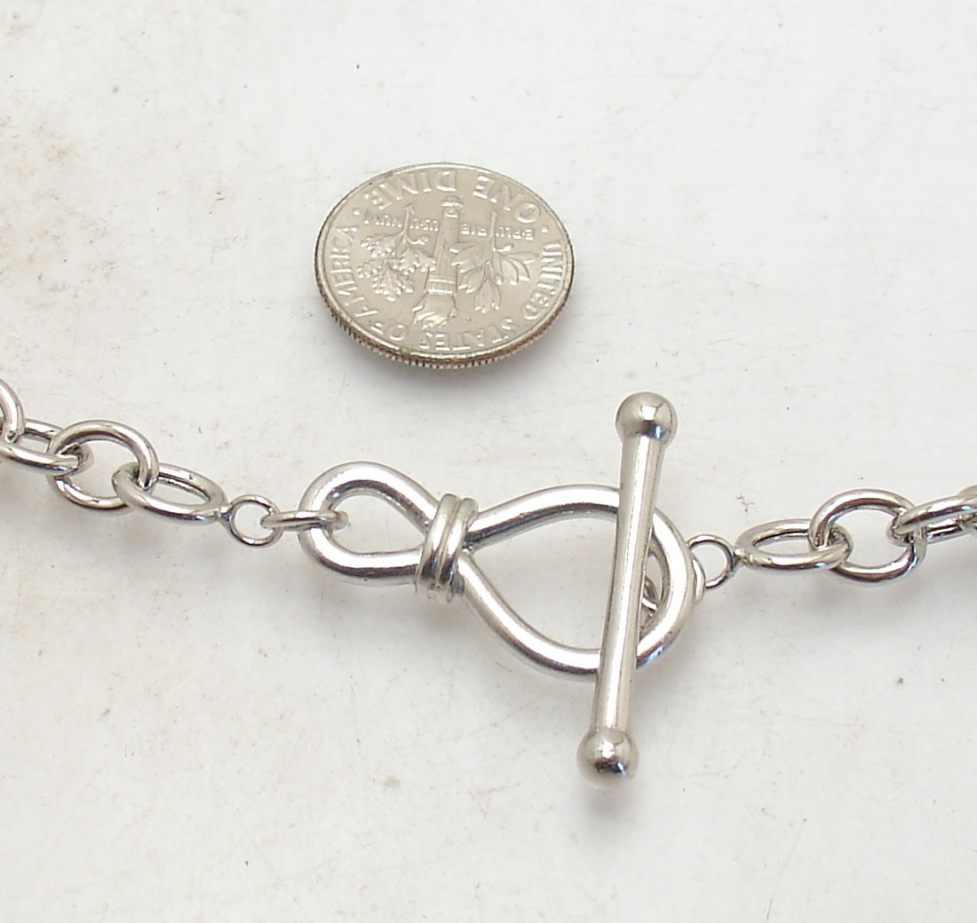 18″ Plain Oval Link Chain Necklace Toggle Clasp Anti-Tarnish Real 925 Silver