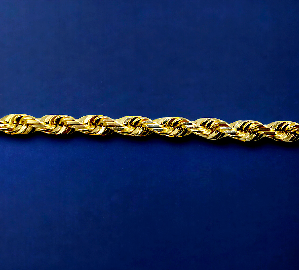 14K Yellow Gold 1mm-10mm Rope Chain Necklace Diamond Cut All Sizes Real