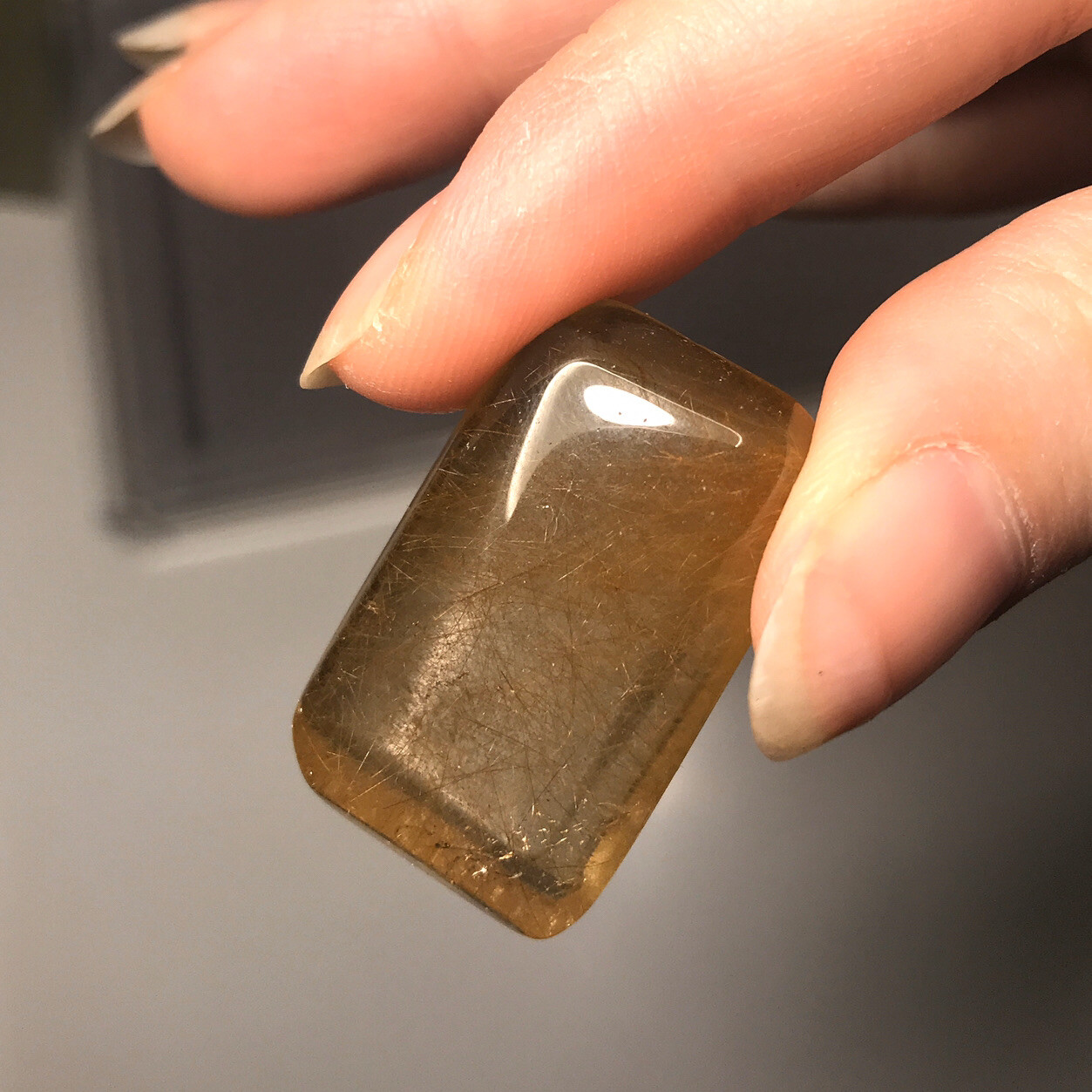 US SELLER Natural cushion Golden Rutilated Quartz Pendant Square Brazil Crystal