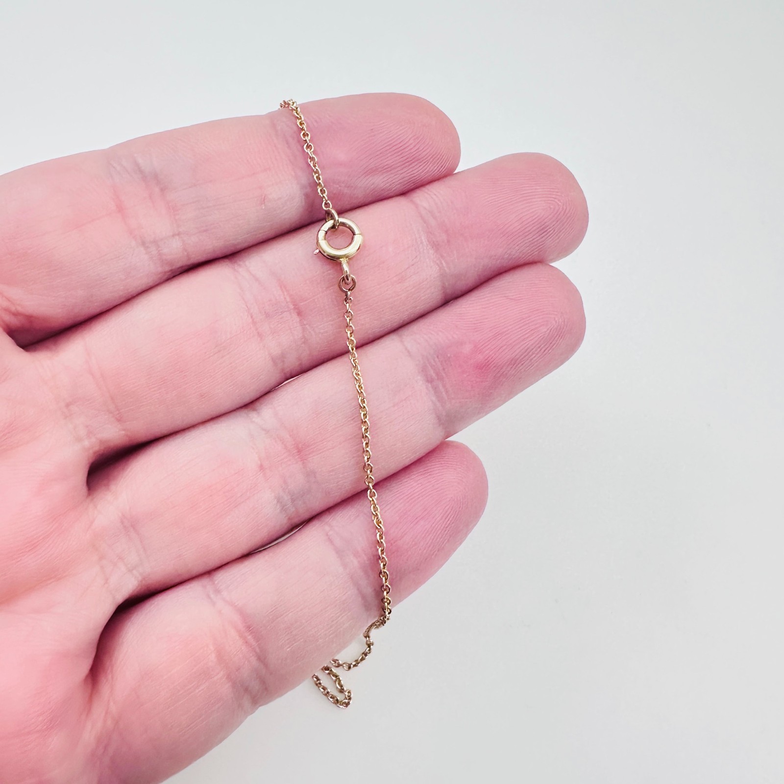 Vintage Solid 10K Yellow Gold Rolo Link Chain Necklace, 1.2mm, 15 1/2″, 1.7g