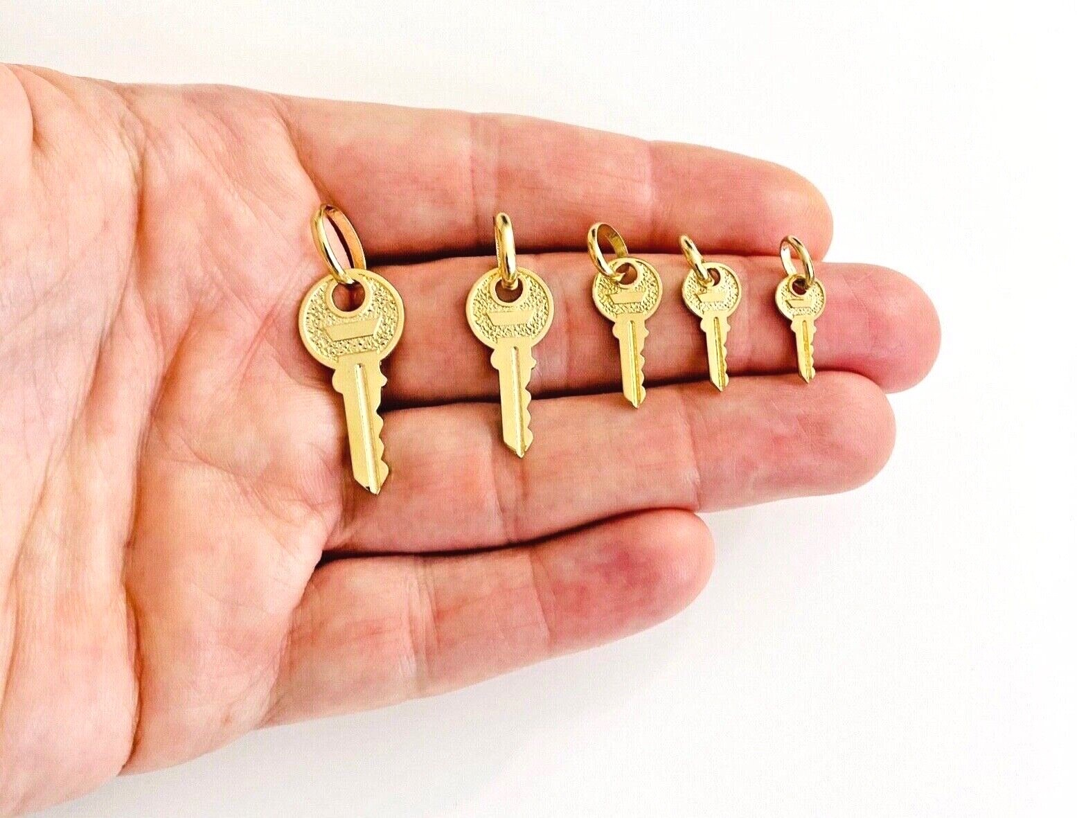 14K Solid Gold Key Lucky Charm Pendant – 14k Real Gold Key -T025