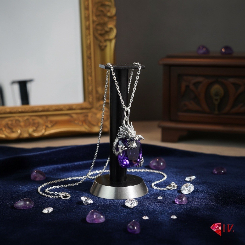 Amethyst Dragon Pendant Necklace