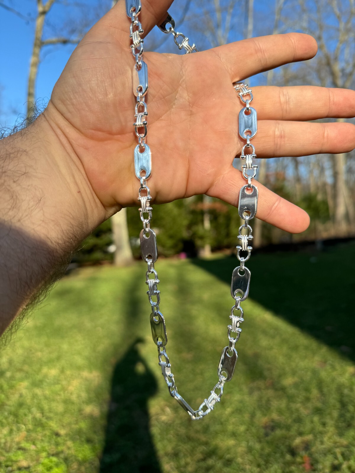 10mm Real 925 Sterling Silver Custom Mariner Ferragamo Link Chain Necklace ITALY