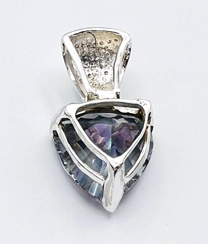 Sterling Silver 20mm x 20mm Trillion Cut Mystic Topaz Pendant