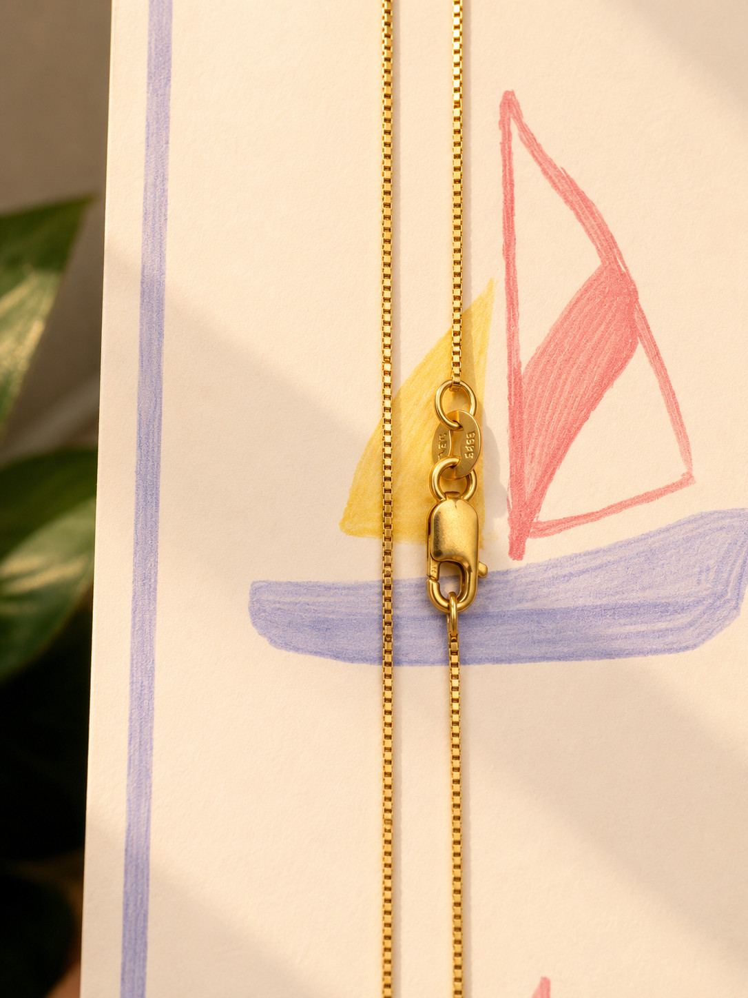 Real 14K Yellow Gold Box Chain Necklace 1mm 18in Lobster Clasp Men Women, Gift