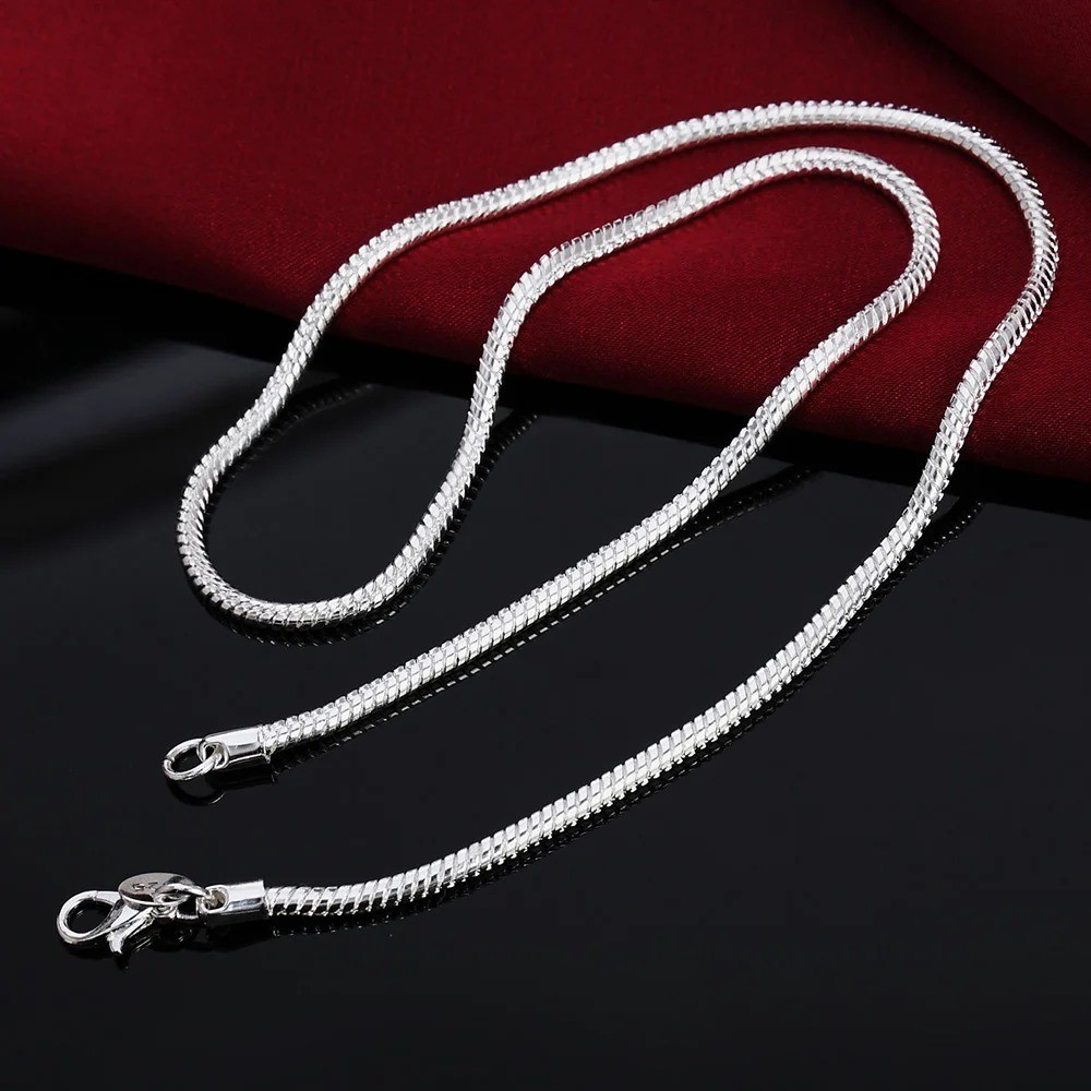 925 Sterling Silver Snake Chain Necklace Shiny 925 Stamp Non-Tarnish Brand New