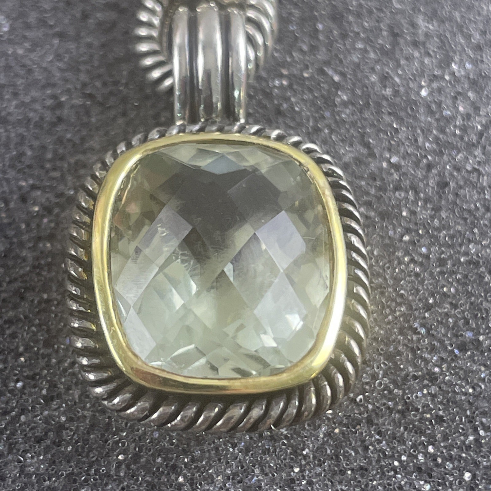 Michelle Albala 925 Silver Prasiolite Cushion Enhancer Cable Link Toggle Chain