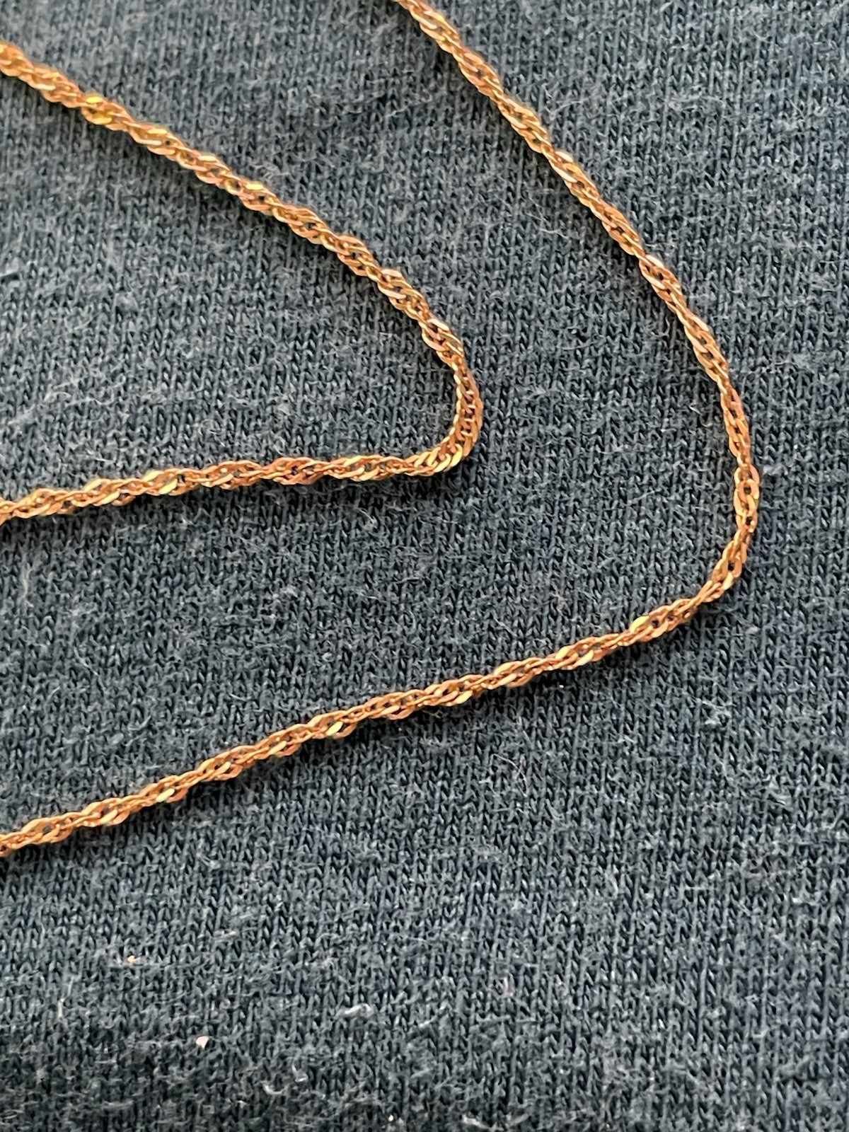Thin Twisted 17 Inch Singapore Sparkle Chain 14K Yellow Gold necklace